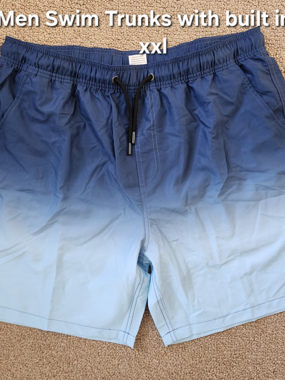 Men's Ombre Blue Swim Trunks with Drawstring